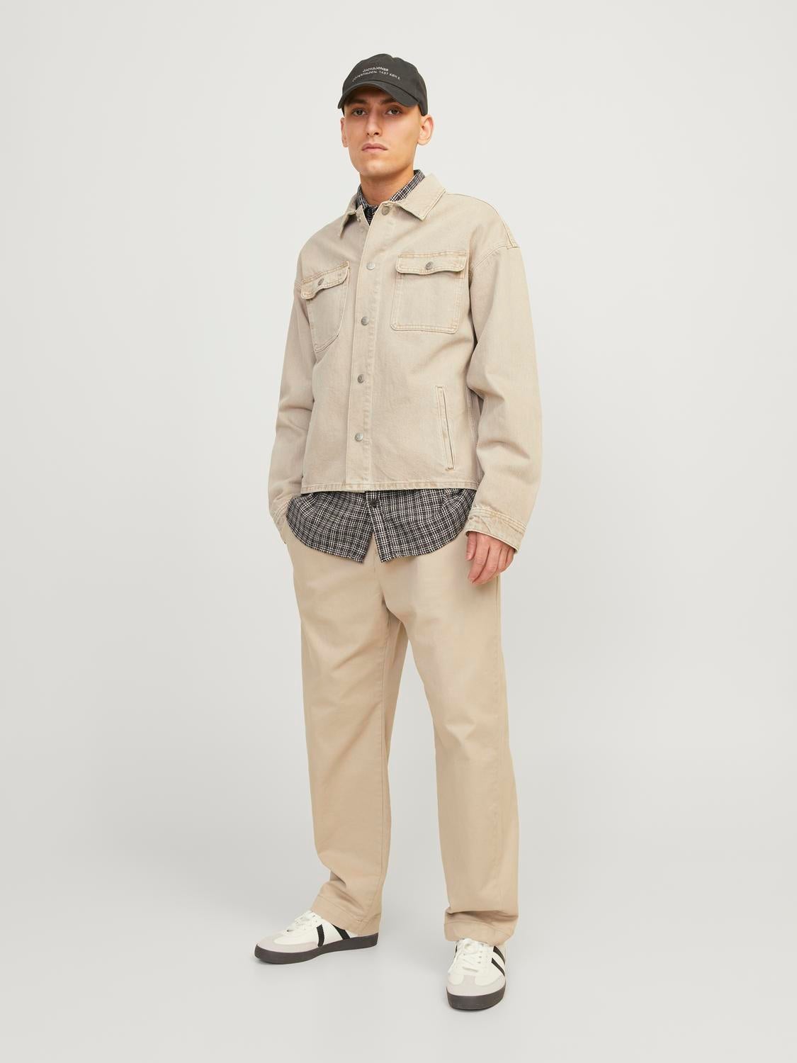Relaxed Fit Linen-blend trousers - Beige - Men | H&M SG